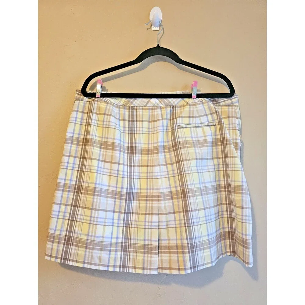 Golf Skirt Womens Sz 16 yellow/brown Skort, lined, front zip, Izod-pickleball - Picture 2 of 4